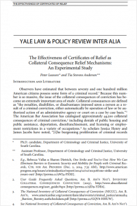 The Effectiveness of Certificates of Relief as Collateral Consequence Relief Mechanisms: An Experimental Study