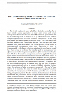 Collateral Consequences after Padilla v. Kentucky: From Punishment to Regulation
