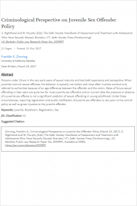 Criminological Perspective on Juvenile Sex Offender Policy