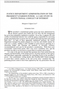 Justice Department Administration of the President's Pardon Power: A Case Study in Institutional Conflict of Interest