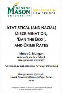 Statistical (and Racial) Discrimination, 'Ban the Box', and Crime Rates Cover