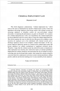 Criminal Employment Law article cover image