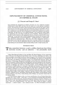 Expungement of Criminal Records study cover page