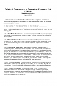 Collateral Consequences in Occupational Licensing Act cover page