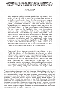 Administering Justice: Removing Statutory Barriers to Reentry article cover