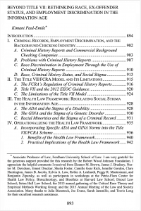 Beyond Title VII: Rethinking Race, Ex-Offender Status, and Employment Discrimination in the Information Age