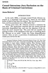 Casual Ostracism: Jury Exclusion on the Basis of Criminal Conviction article cover