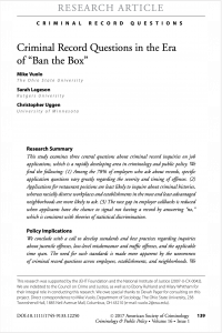 Criminal Record Questions in the Era of "Ban the Box"