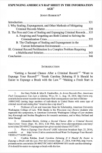 Expunging America's Rap Sheet in the Information Age article cover