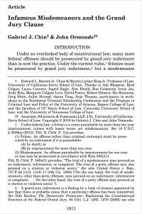 Infamous Misdemeanors and the Grand Jury Clause article cover image