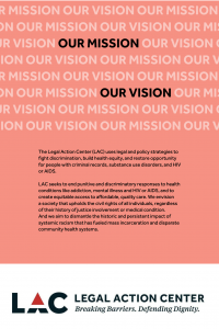 Legal Action Center mission and vision statements