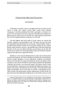 Certifying Second Chances article cover