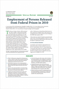 Employment of Persons Released from Federal Prison in 2010 Cover