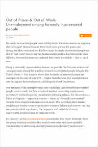 Out of Prison & Out of Work: Unemployment among formerly incarcerated people Cover